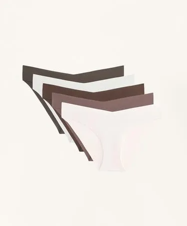 5 невидимых классических трусиков из плотного полиамида со срезом V- Заказать в России