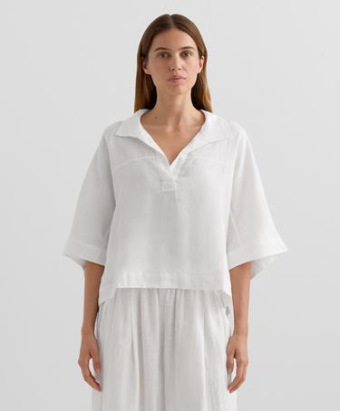 Zara Рубашка оверсайз из 100%-го льна с короткими рукавами