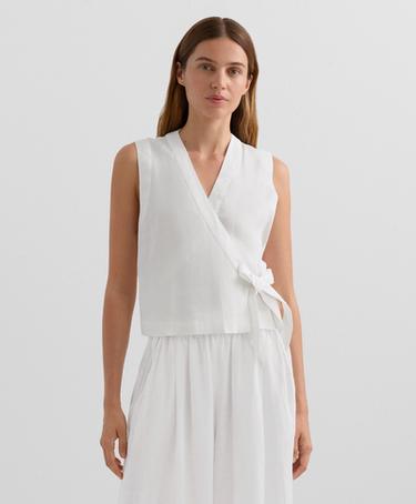 Zara TOP на запах с завязками из 100%-го льна