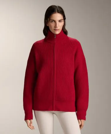 Длинный вязаный кардиган в рубчик- Заказать в России