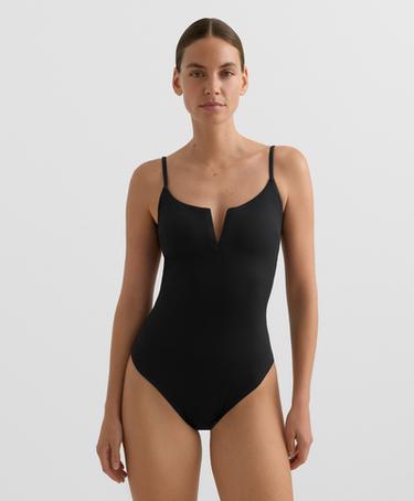 Zara Купальник с V-образным вырезом из ткани пике купить с доставкой.