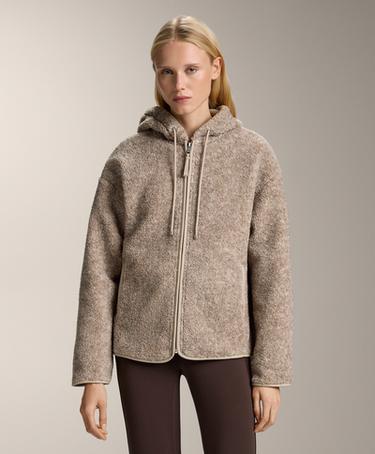 Zara Полушубок с капюшоном из искусственного меха