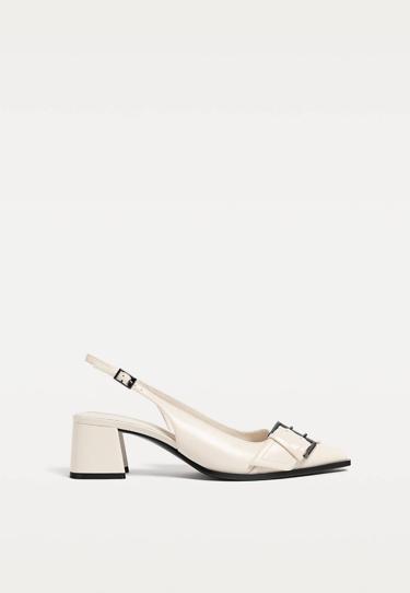 Zara Балетки на каблуке с пряжкой