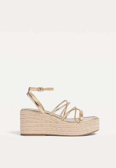Zara Босоножки на платформе из джута