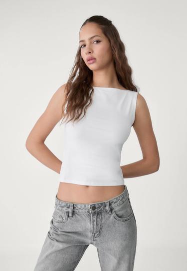 Zara Футболка с вырезом “лодочка” без рукавов