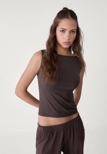 Zara Футболка с вырезом “лодочка” без рукавов