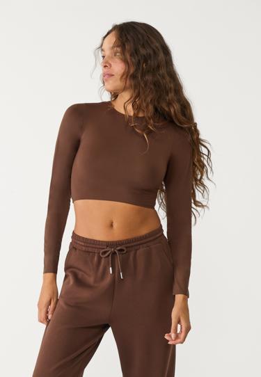 Zara Укороченный топ с длинными рукавами