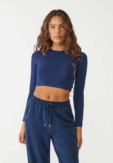 Zara Укороченный топ с длинными рукавами