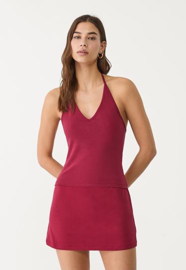 Zara Топ с горловиной-халтер и завязками