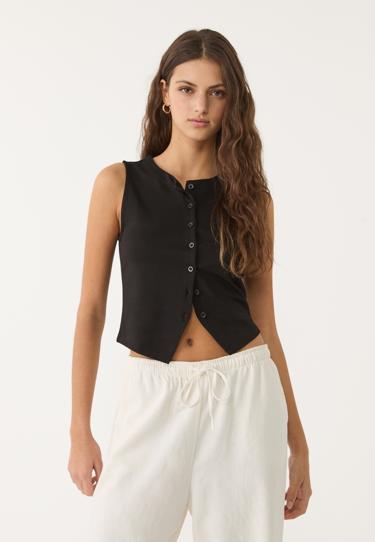 Zara Базовая футболка с пуговицами купить с доставкой.