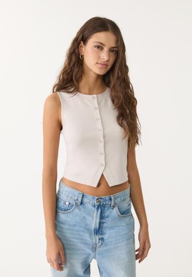 Zara Базовая футболка с пуговицами купить с доставкой.