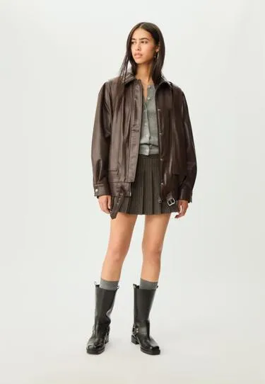 Куртка оверсайз из искусственной кожи- Заказать в России
