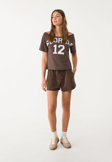 Zara Мягкие шорты с декоративной отстрочкой