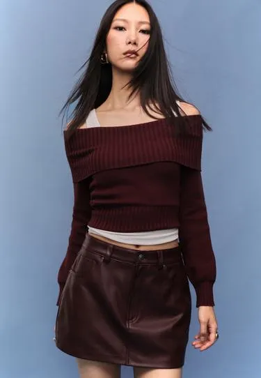 D62 мини-юбка-шорты из искусственной кожи- Заказать в России