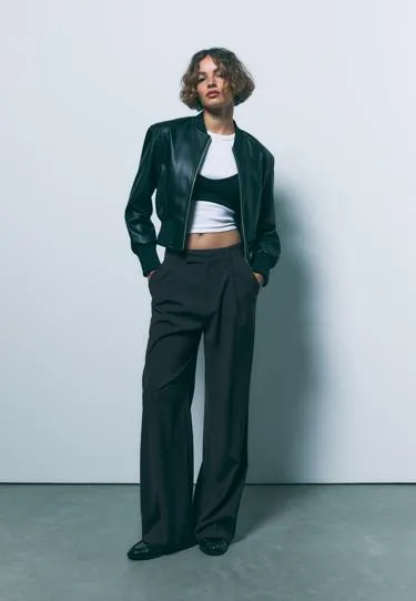 Куртка-бомбер из искусственной кожи с подплечниками