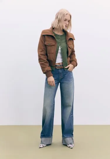 Куртка-жакет с контрастной ребристой отделкой- Заказать в России