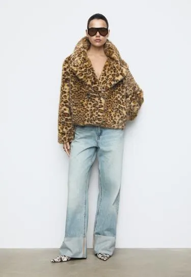 Куртка-косуха из искусственного меха леопарда- Заказать в России