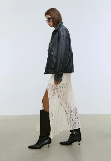 Кружевная юбка-миди со сборками- Заказать в России