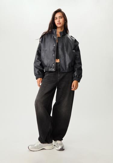 Zara Куртка-бомбер из искусственной кожи