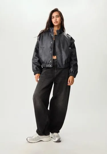 Куртка-бомбер из искусственной кожи- Заказать в России