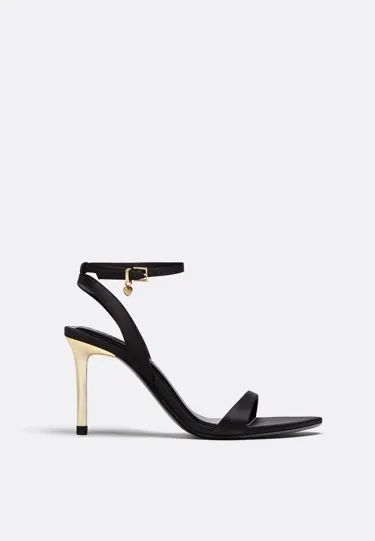 Атласные босоножки на каблуке- Заказать в России