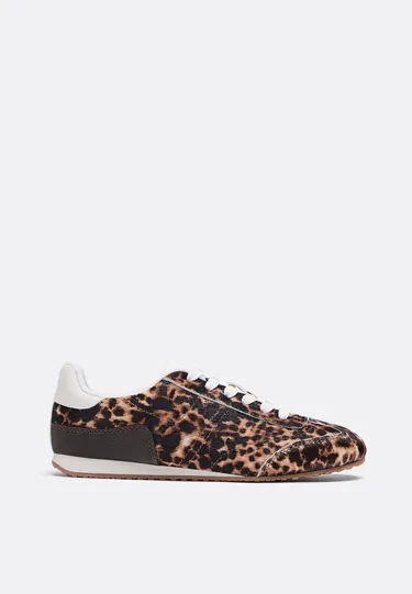 LEATHER HAIRON LEOPARD PRINT SNEAKERS