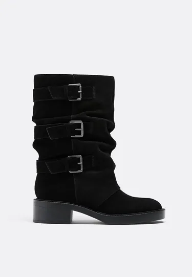 Кожаные ботильоны с пряжками- Заказать в России