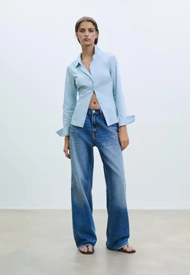 Приталенная базовая рубашка в полоску- Заказать в России