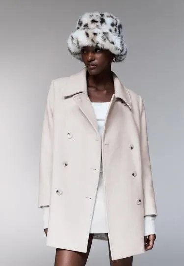 Пальто с воротником из искусственного меха- Заказать в России