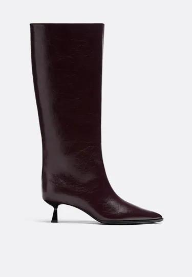 Сапоги на среднем тонком каблуке- Заказать в России