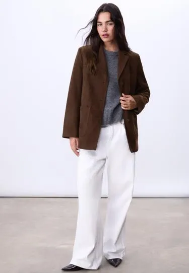 Пиджак из искусственной замши стандартной длины