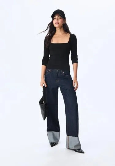 BASIC TSHIRT WITH SQUARE NECKLINE- Заказать в России