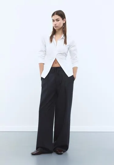 STRIPED SMART TROUSERS WITH DARTS AND DRAWSTRINGS- Заказать в России