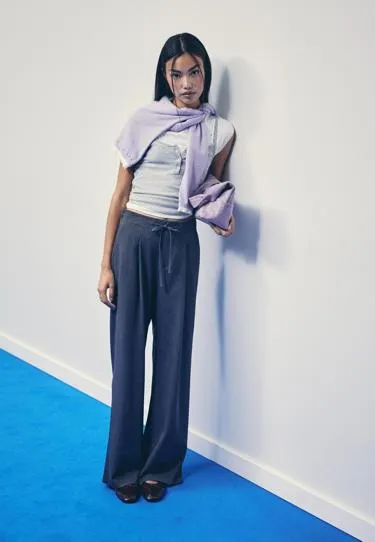 SMART TROUSERS WITH DARTS AND DRAWSTRINGS- Заказать в России