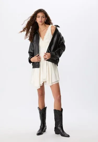 Короткое платье-комбинация с кружевом- Заказать в России