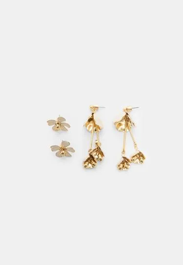 Набор из 2 пар сережек с цветами