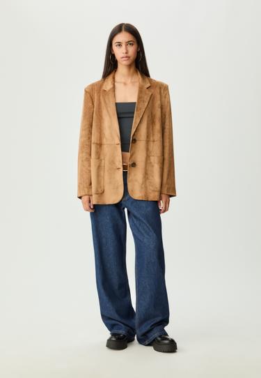 Zara Пиджак с карманами из искусственной замши