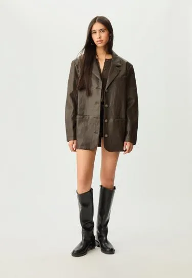 Пиджак оверсайз из искусственной кожи- Заказать в России