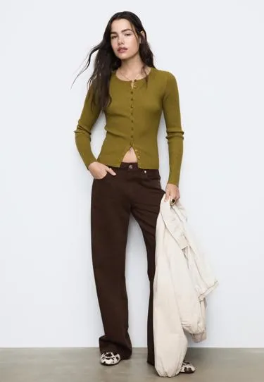 Кардиган в рубчик на пуговицах- Заказать в России