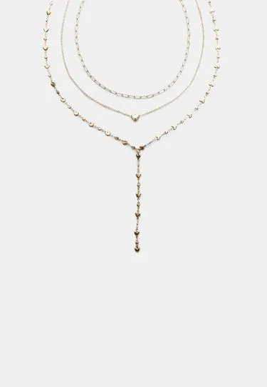 Набор из 3 колье-лариатов с сердечками