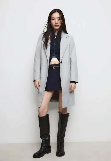 Пальто миди на пуговице из мягкой ткани