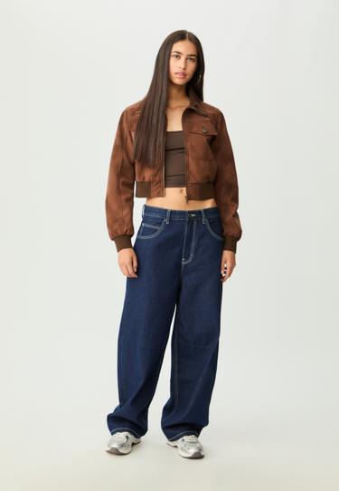 Zara Укороченная куртка из искусственной кожи с карманами купить с доставкой.