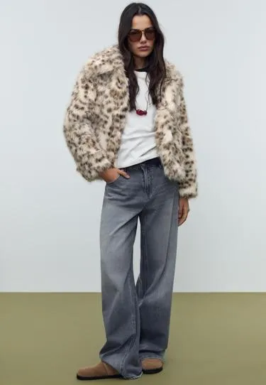Куртка из искусственного меха с леопардовым принтом