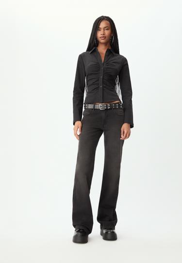 Zara Рубашка с оборками в полоску