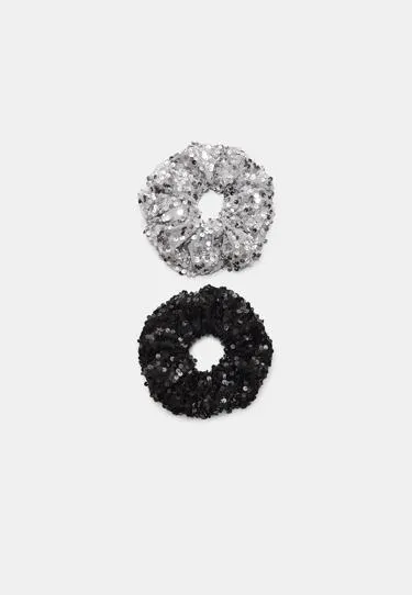 Набор из 2 резинок для волос с пайетками