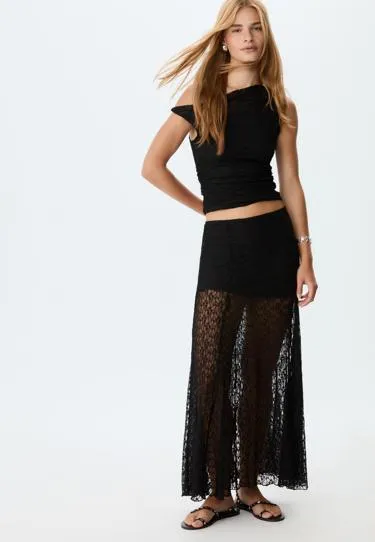 Асимметричная кружевная футболка- Заказать в России