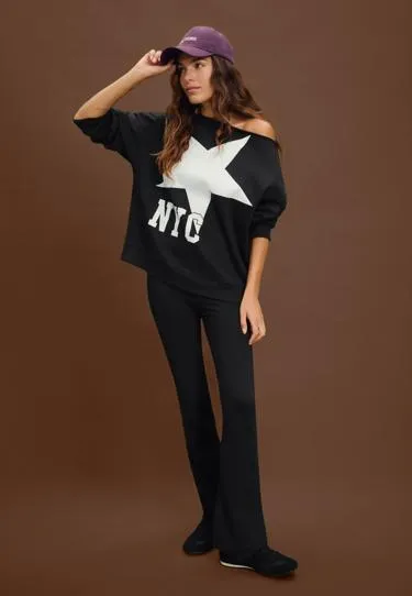 Толстовка NYC с открытыми плечами- Заказать в России