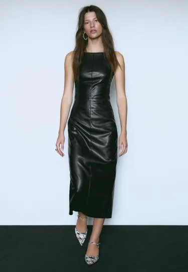 Платье-миди из искусственной кожи- Заказать в России