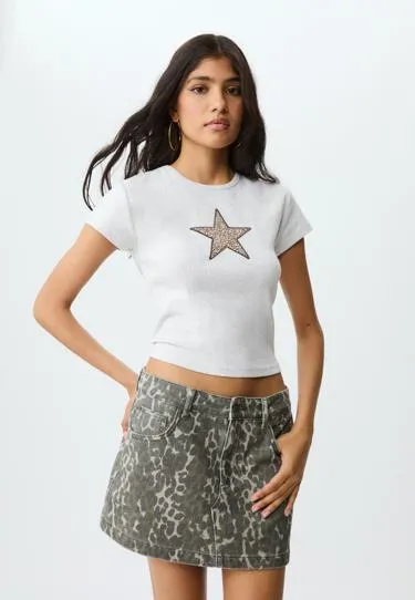 Футболка со звездой и леопардовым принтом- Заказать в России
