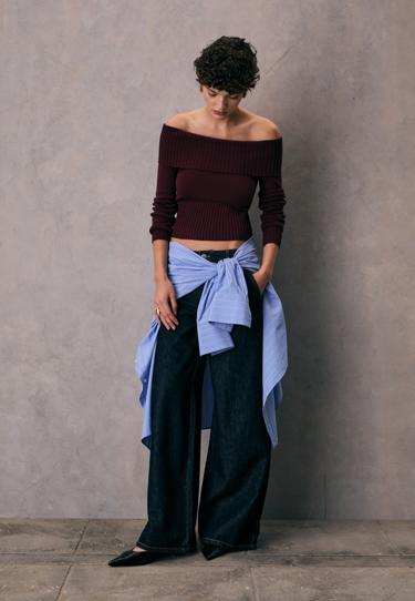 Zara Вязаный джемпер с открытыми плечами